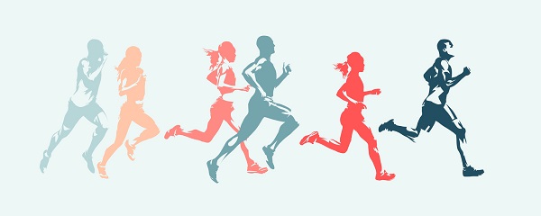 Schemenhafte Läufer und Läuferinnen